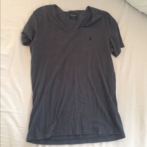 All Saints V Neck T-Shirt Size S GreyBlue